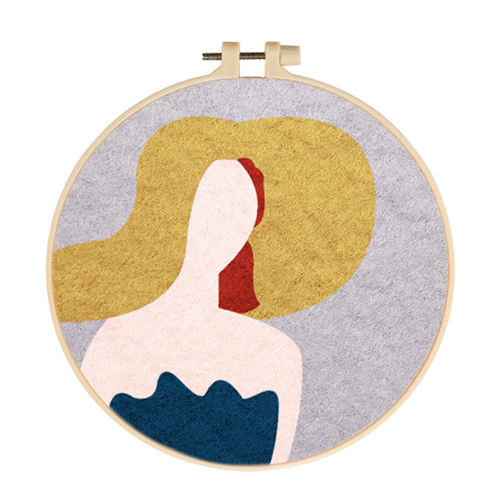 Calm Female beneath Large Hat Wool Needle Felting Painting Kit