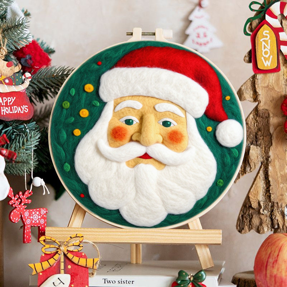 Santa Portrait Wool Needle Felting Painting Kit