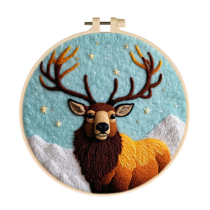 Elk & Starry Mountains Wool Needle Felting Painting Kit