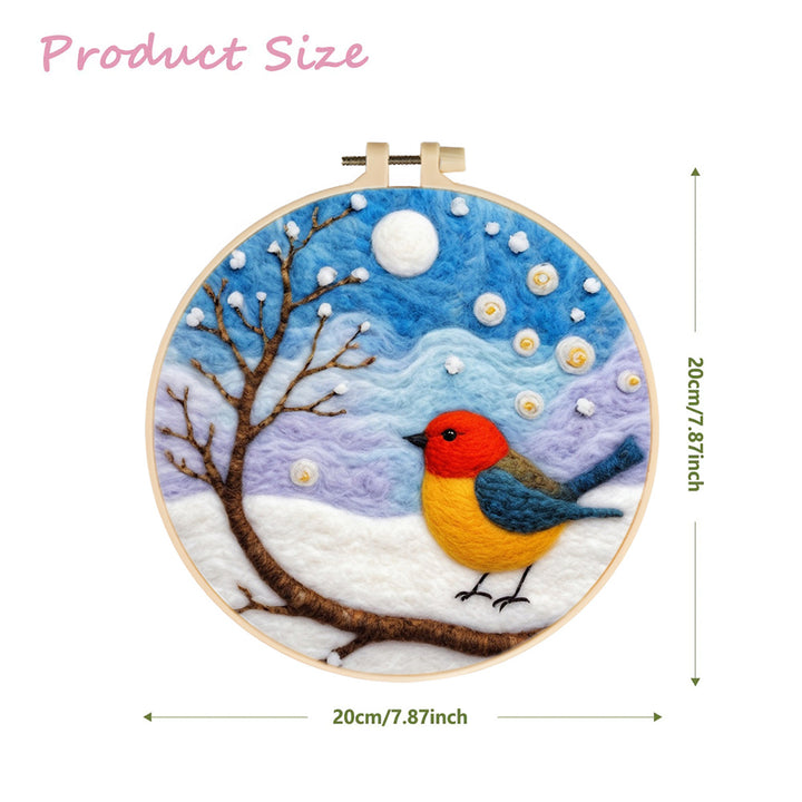 The Quiet Snowfall and the Bird Wool Needle Felting Painting Kit