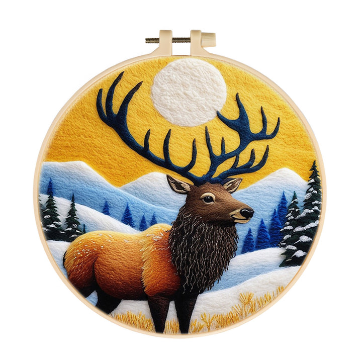 Elk in Warm Light Wool Needle Felting Painting Kit