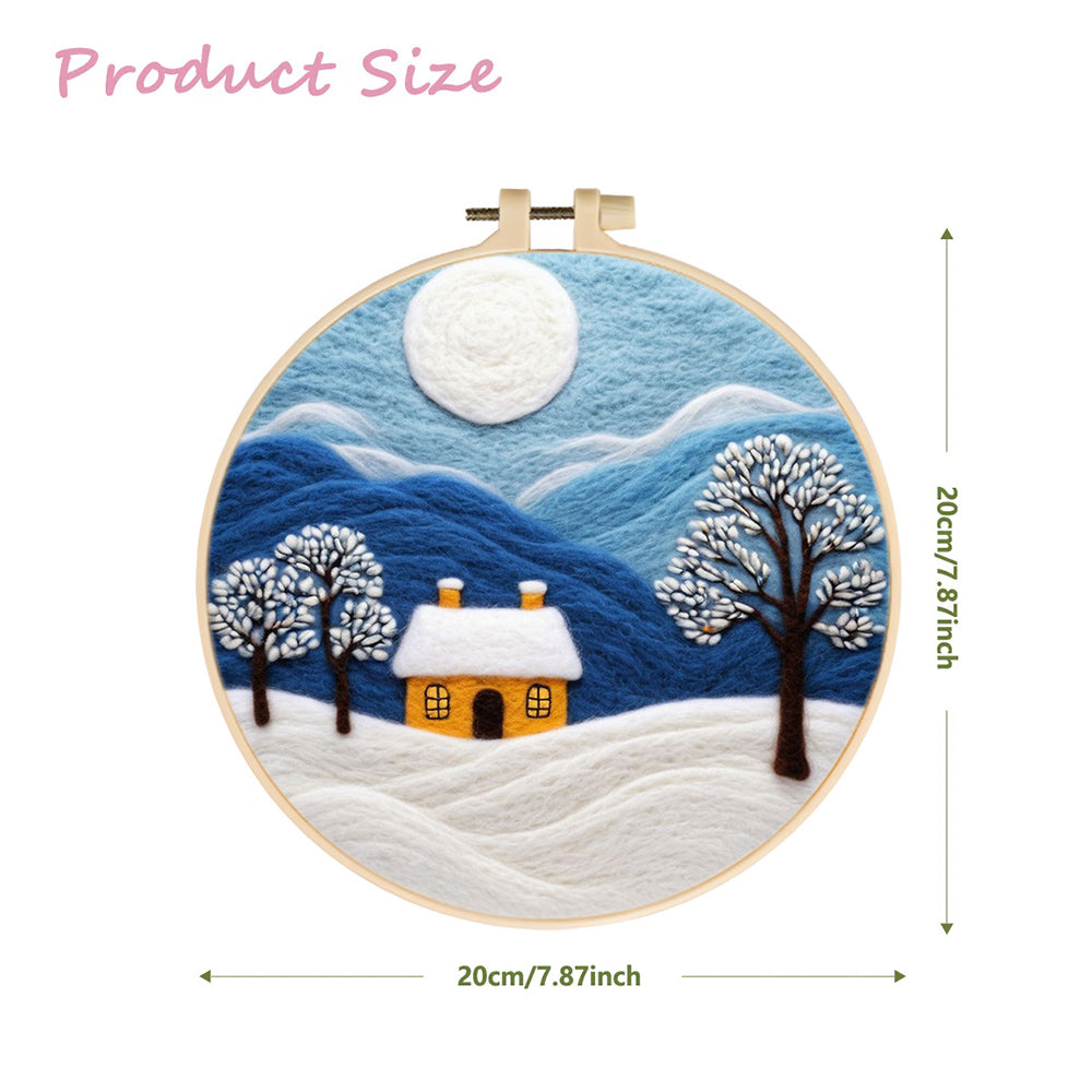 House and Trees in the Snow Wool Needle Felting Painting Kit