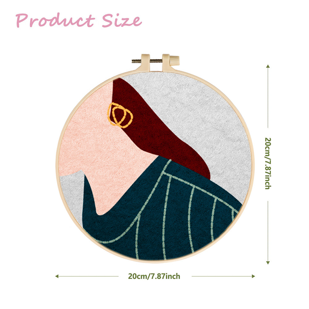 Elegant Female Showing Earring Wool Needle Felting Painting Kit