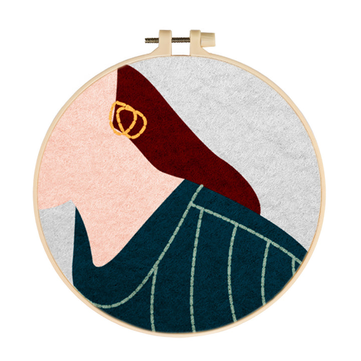 Elegant Female Showing Earring Wool Needle Felting Painting Kit