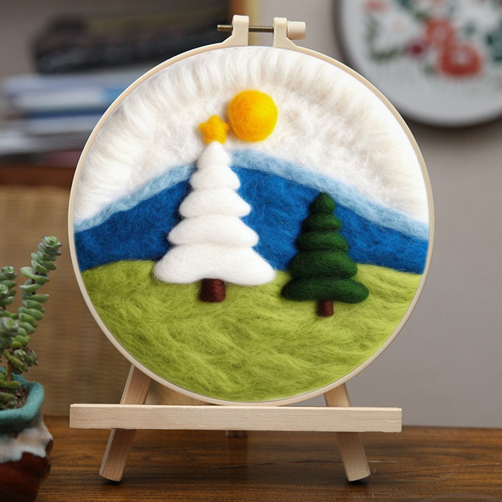Christmas Trees on the Grass Wool Needle Felting Painting Kit
