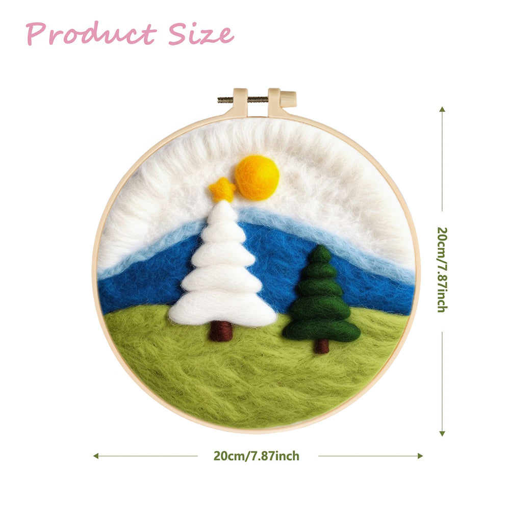 Christmas Trees on the Grass Wool Needle Felting Painting Kit