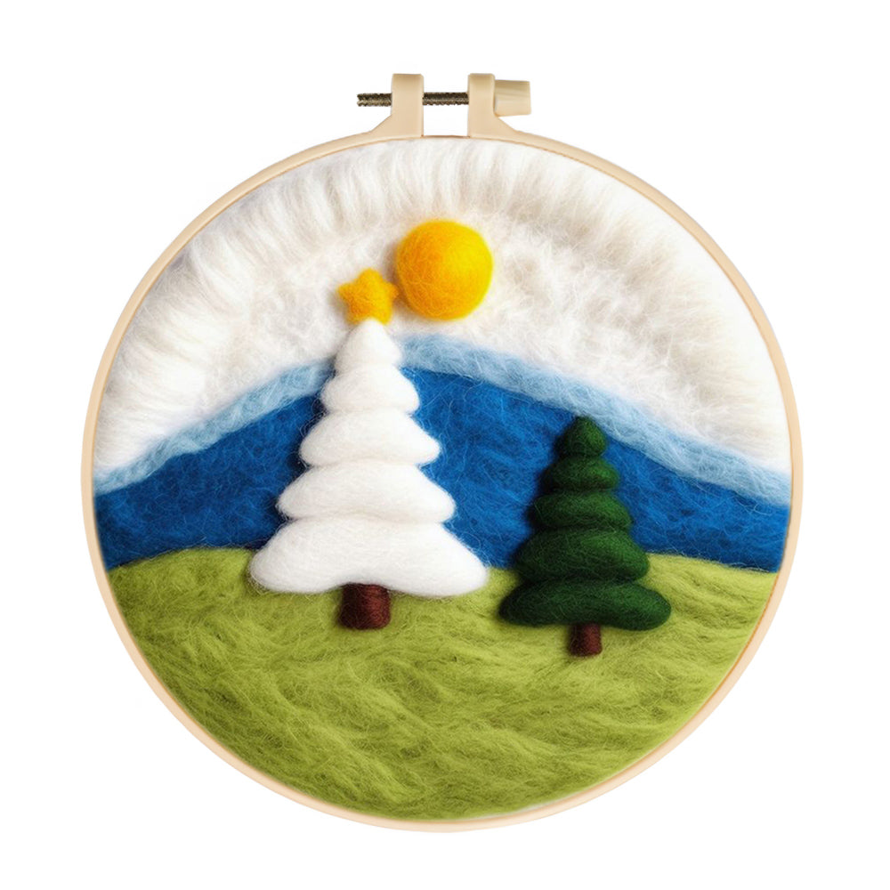 Christmas Trees on the Grass Wool Needle Felting Painting Kit