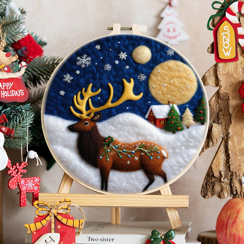 Decorated Elk Wool Needle Felting Painting Kit