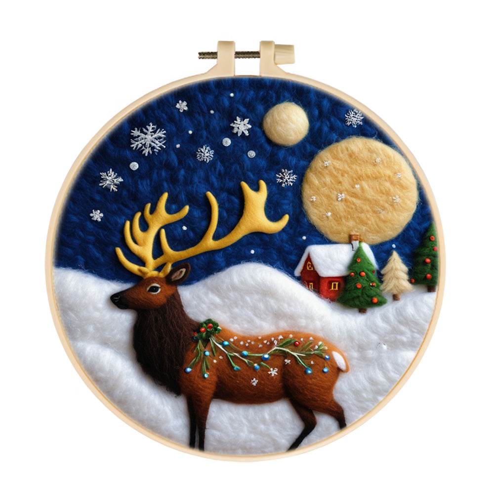 Decorated Elk Wool Needle Felting Painting Kit