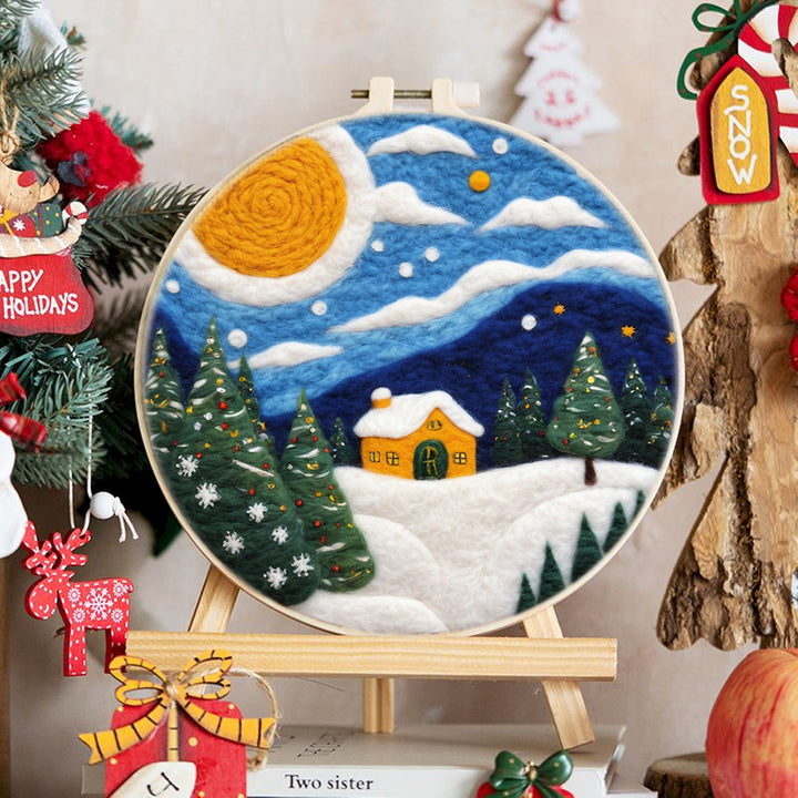 Mountain House in Snow Wool Needle Felting Painting Kit