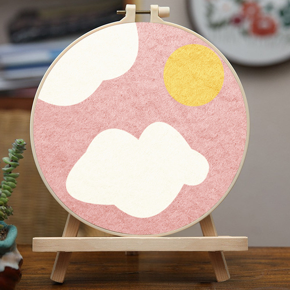 Soft Clouds Drifting across Pink Sky Wool Needle Felting Painting Kit