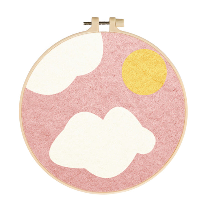 Soft Clouds Drifting across Pink Sky Wool Needle Felting Painting Kit
