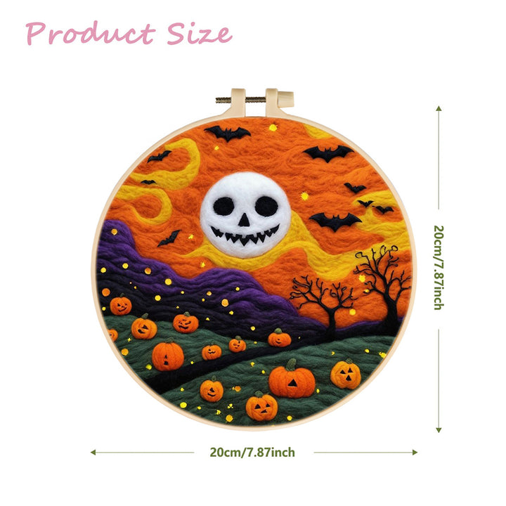 Halloween Skull Moon with Bats Wool Needle Felting Painting Kit