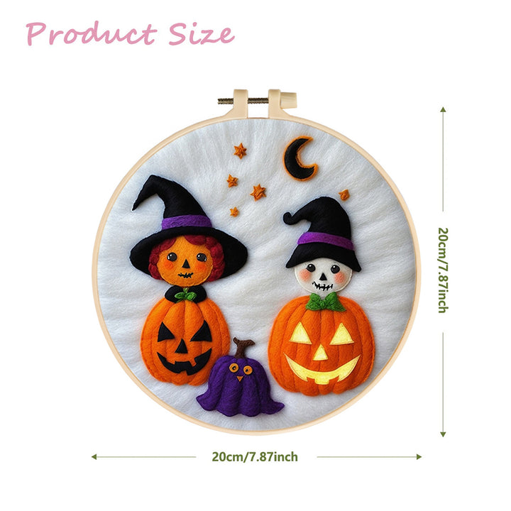 Halloween Pumpkin Figures with Hats Wool Needle Felting Painting Kit