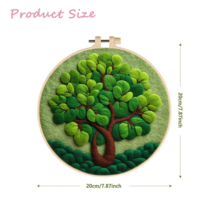 Lush Green Tree with Leaves Wool Needle Felting Painting Kit