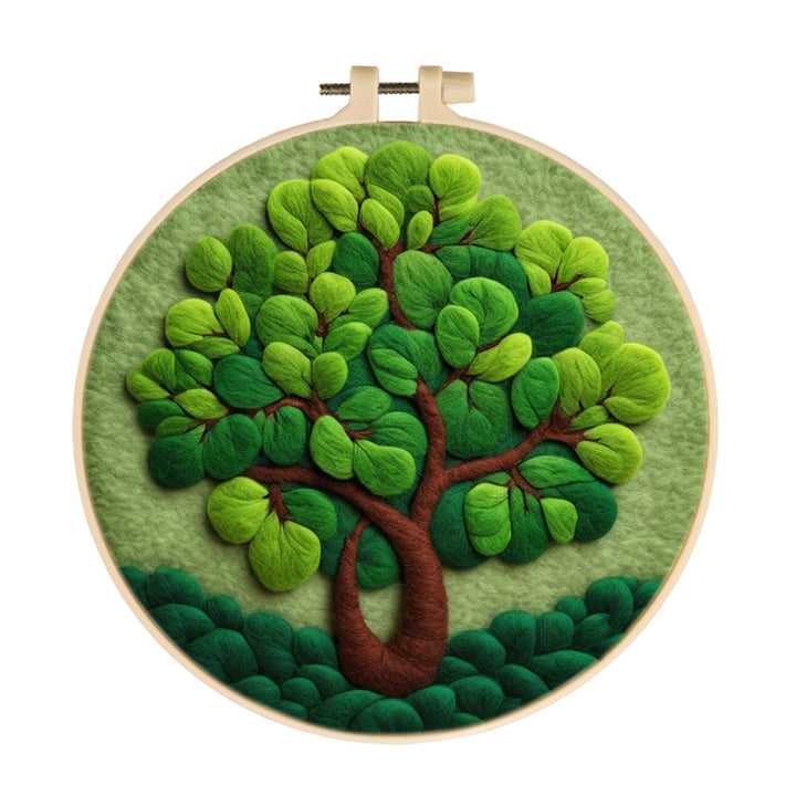Lush Green Tree with Leaves Wool Needle Felting Painting Kit