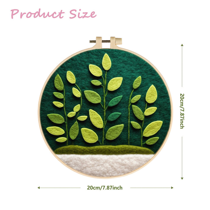 Green Leaf Plants Growing Upward Wool Needle Felting Painting Kit
