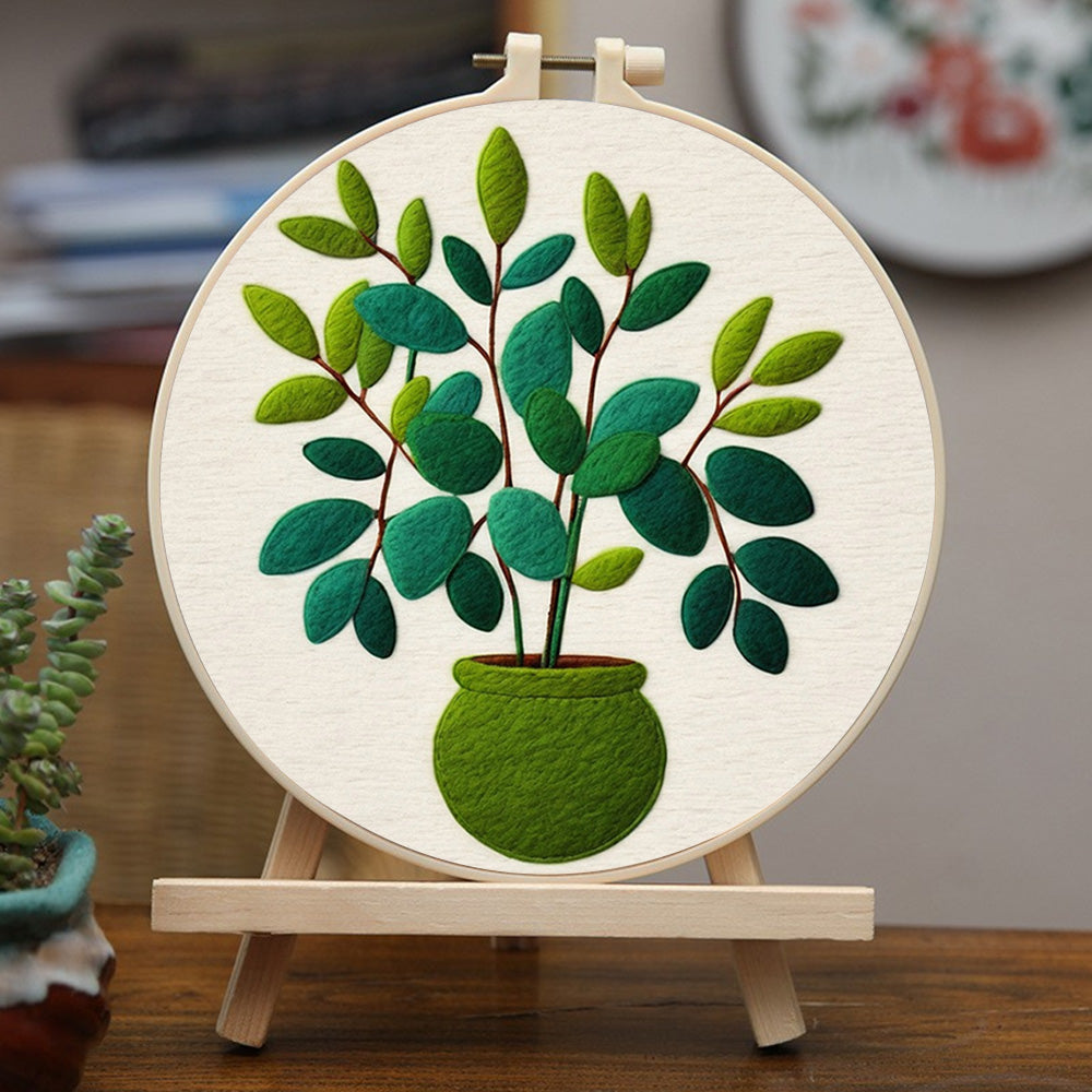 Green Potted Tree Wool Needle Felting Painting Kit
