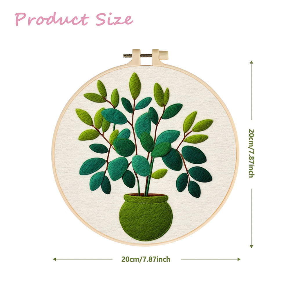 Green Potted Tree Wool Needle Felting Painting Kit