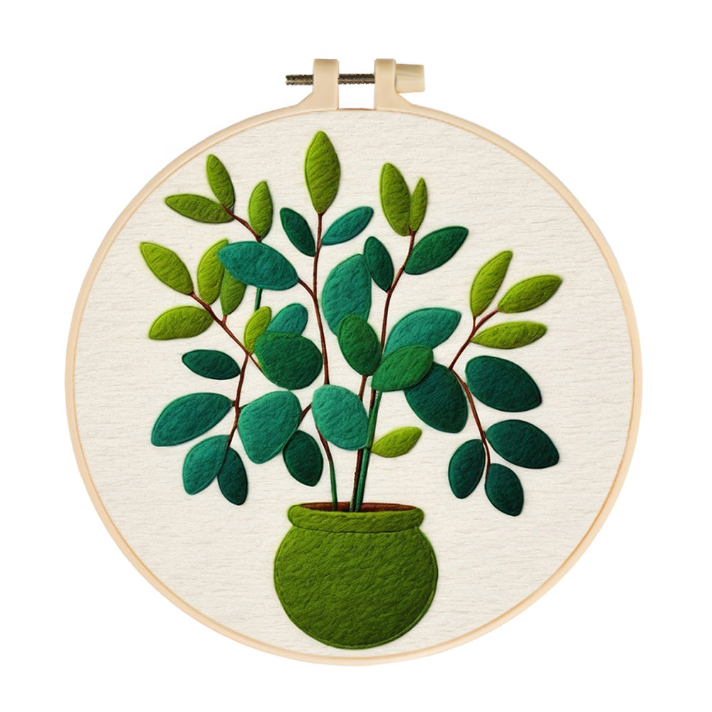 Green Potted Tree Wool Needle Felting Painting Kit