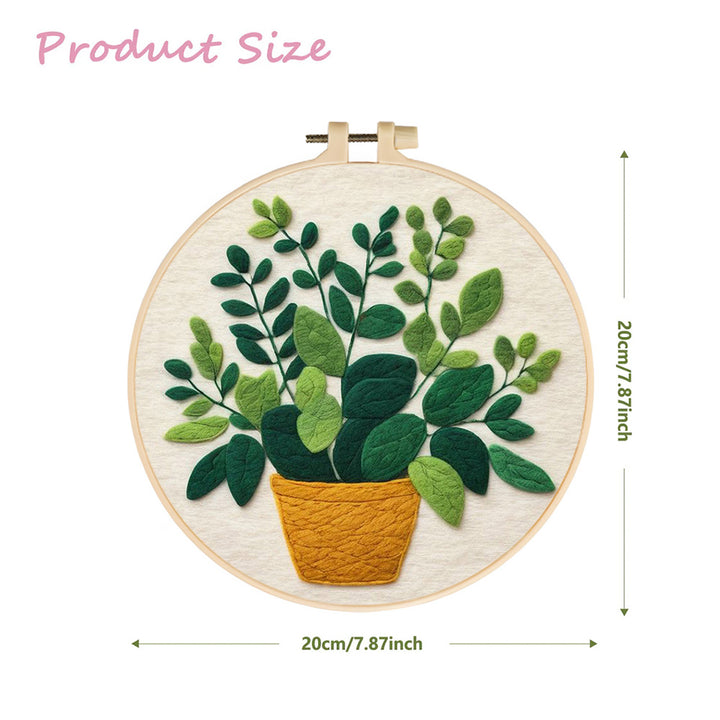 Lush Potted Plant Leaves Wool Needle Felting Painting Kit