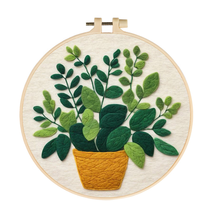 Lush Potted Plant Leaves Wool Needle Felting Painting Kit