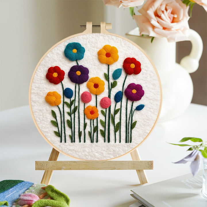 Several Colorful Little Flowers Wool Needle Felting Painting Kit
