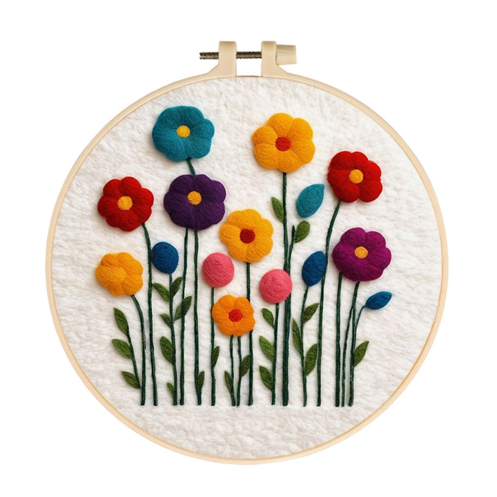 Several Colorful Little Flowers Wool Needle Felting Painting Kit