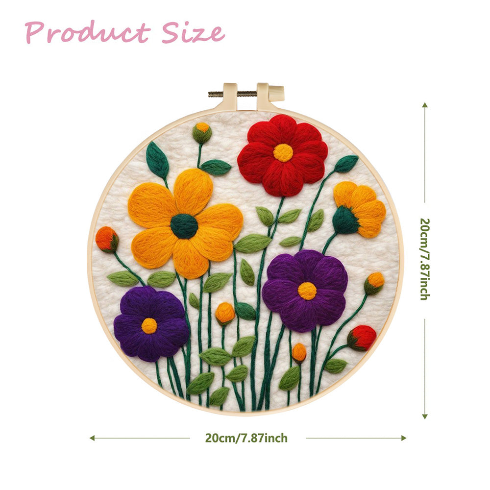 Several Colorful Flowers Wool Needle Felting Painting Kit