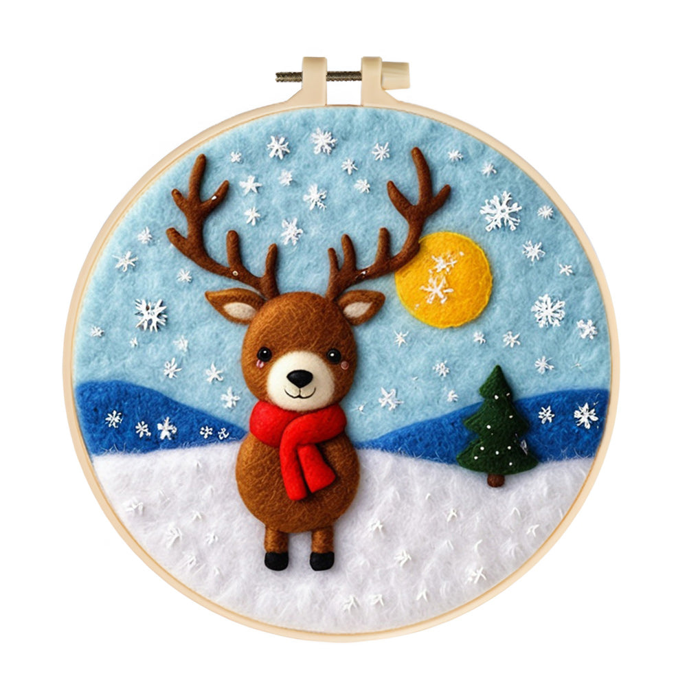Deer with Scarf Wool Needle Felting Painting Kit