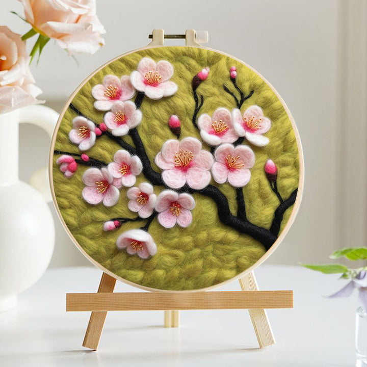 Pink Plum Blossom Tree Wool Needle Felting Painting Kit