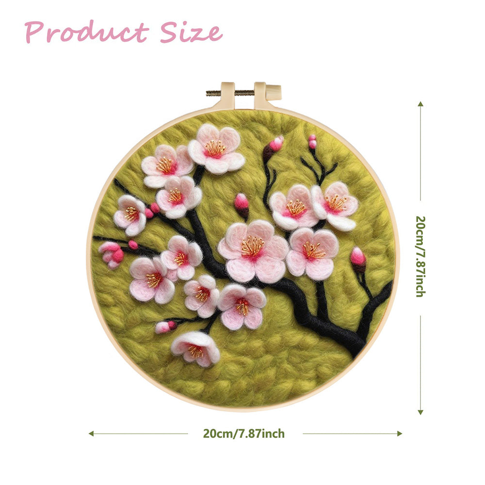 Pink Plum Blossom Tree Wool Needle Felting Painting Kit