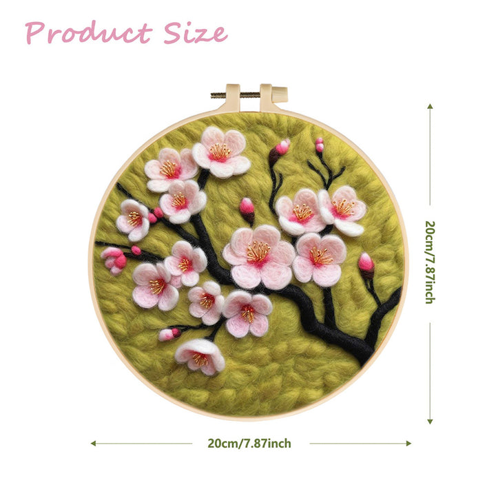 Pink Plum Blossom Tree Wool Needle Felting Painting Kit
