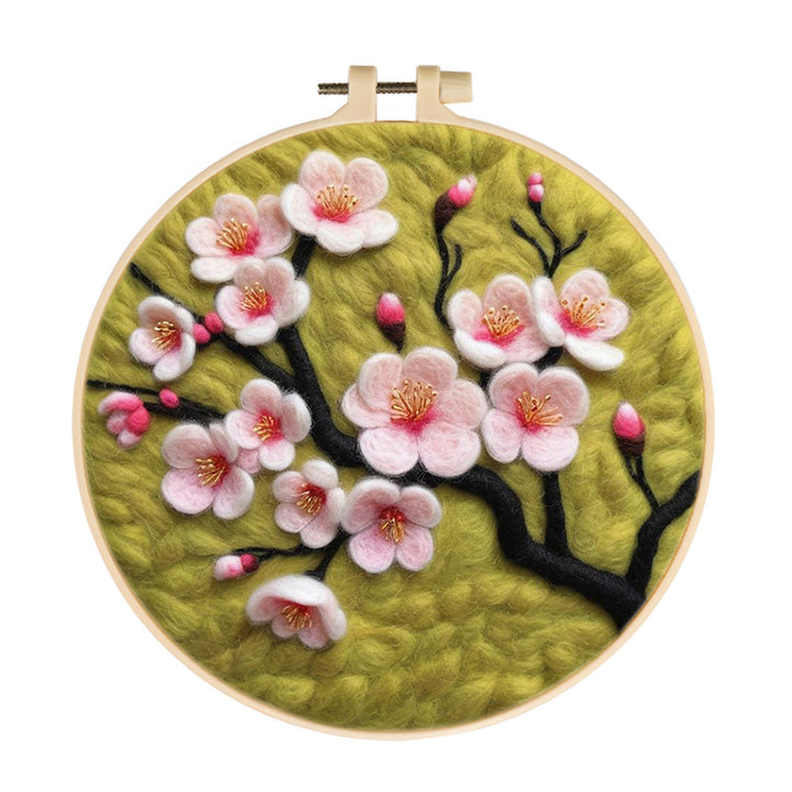Pink Plum Blossom Tree Wool Needle Felting Painting Kit