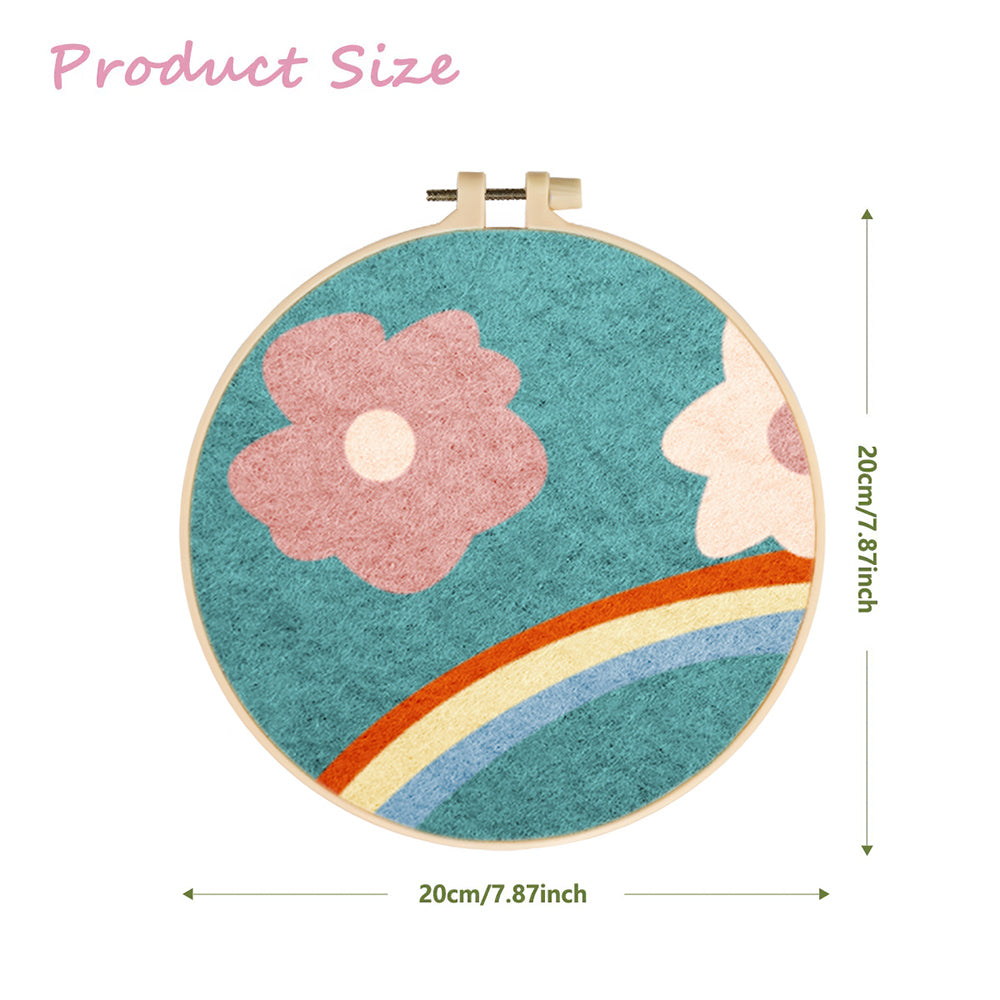 Rainbow and Little Flowers Wool Needle Felting Painting Kit