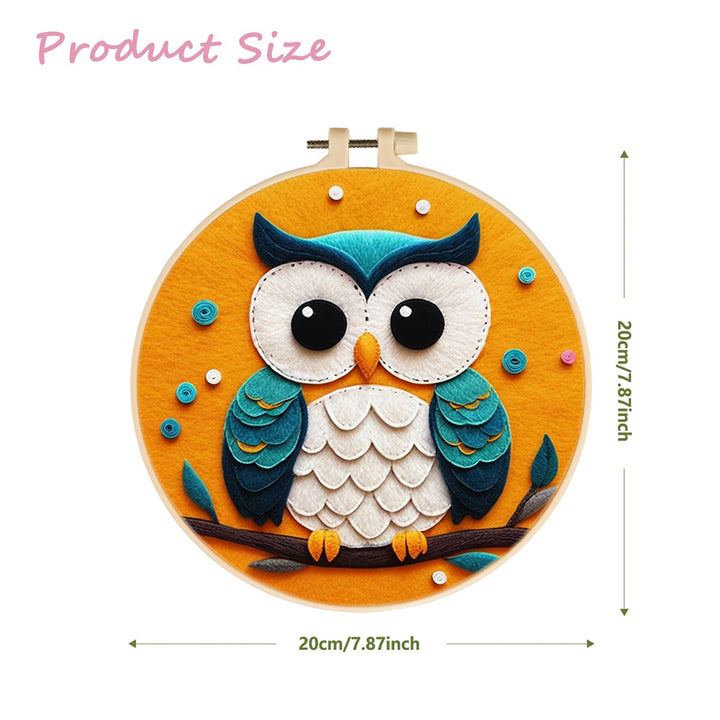 An Owl Perched On A Tree Branch Wool Needle Felting Painting Kit
