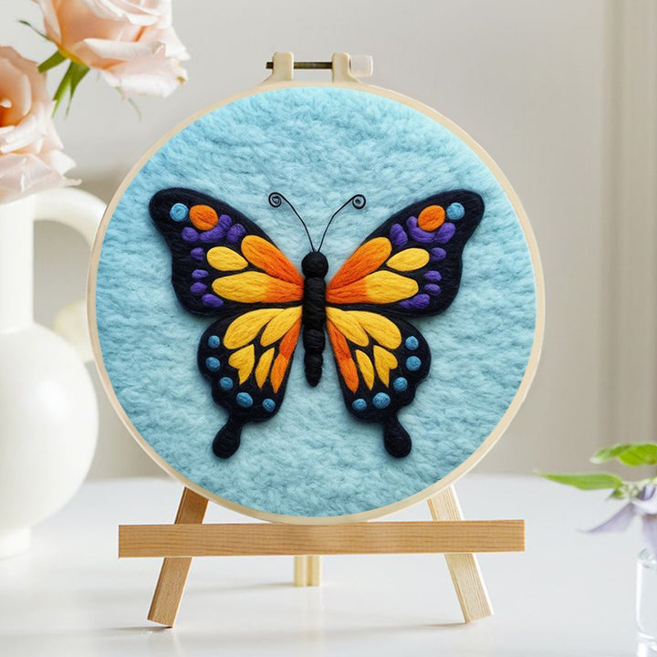 Colorful Butterfly with Vibrant Wings Wool Needle Felting Painting Kit