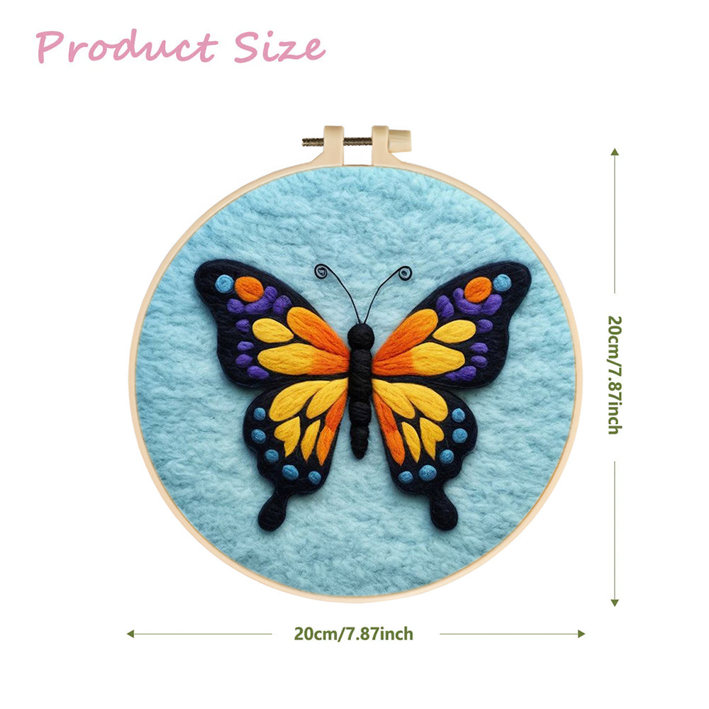 Colorful Butterfly with Vibrant Wings Wool Needle Felting Painting Kit