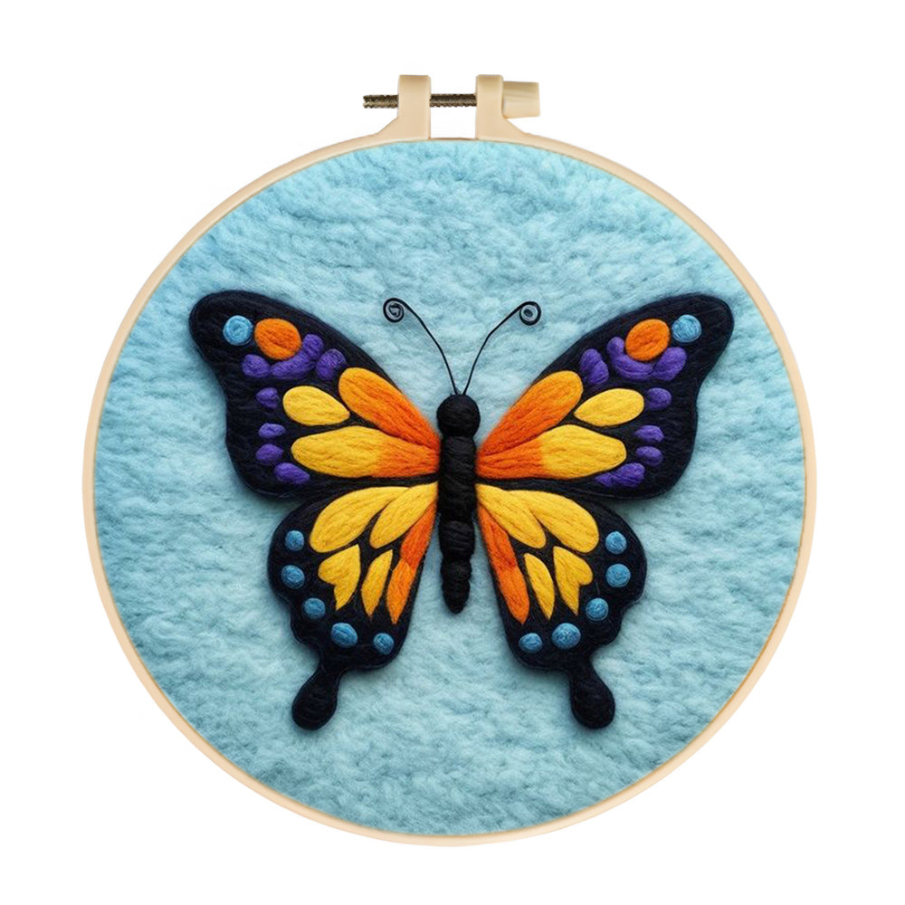 Colorful Butterfly with Vibrant Wings Wool Needle Felting Painting Kit