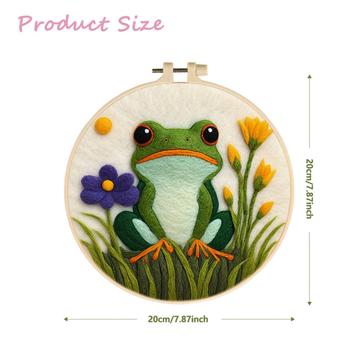 A Frog Among The Flowers And Plants Wool Needle Felting Painting Kit