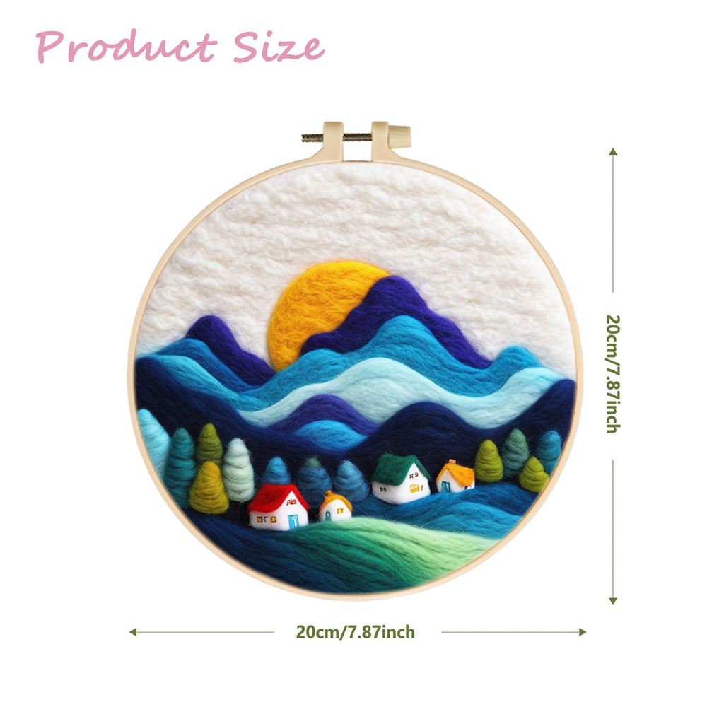 Rolling Mountains and Houses Wool Needle Felting Painting Kit