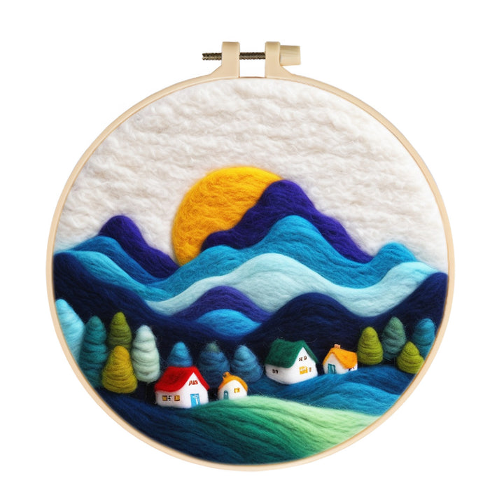Rolling Mountains and Houses Wool Needle Felting Painting Kit