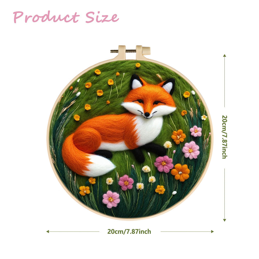 Red Fox Among The Flowers Wool Needle Felting Painting Kit