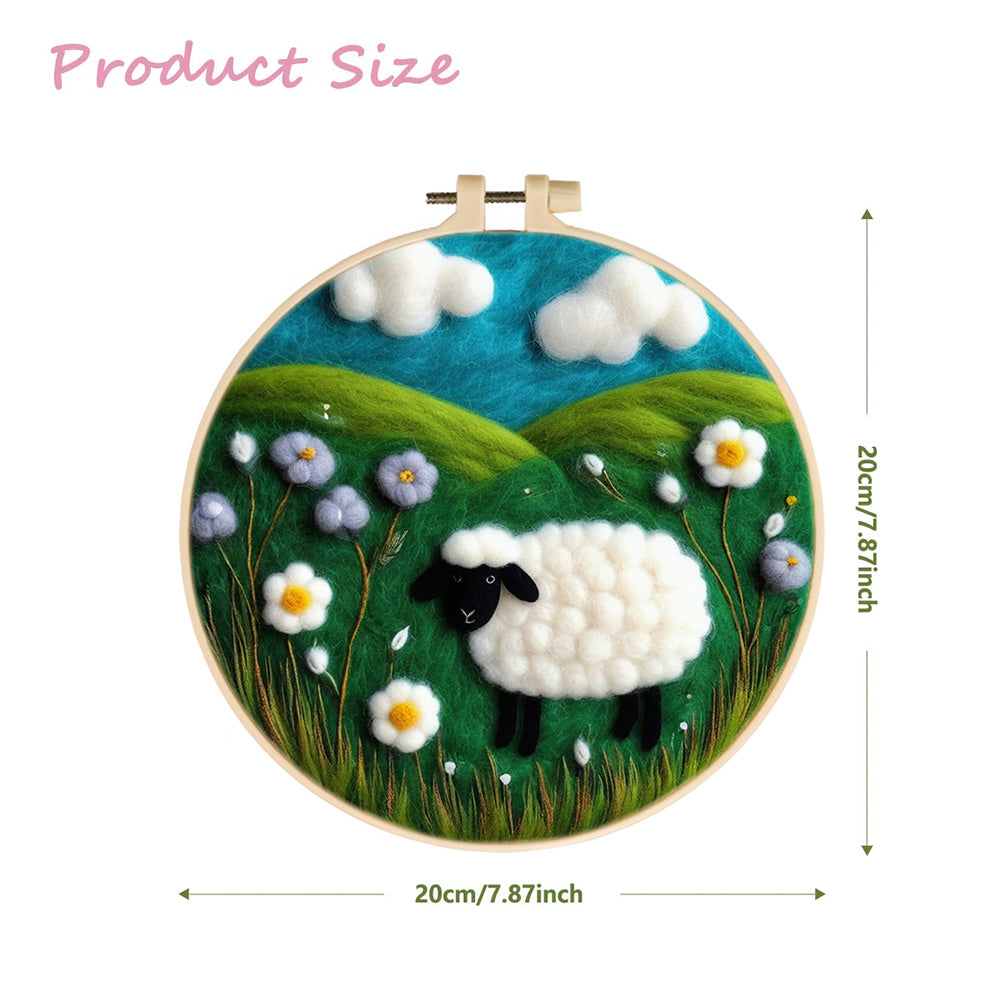 Sheep Blue Sky And Grassland Wool Needle Felting Painting Kit