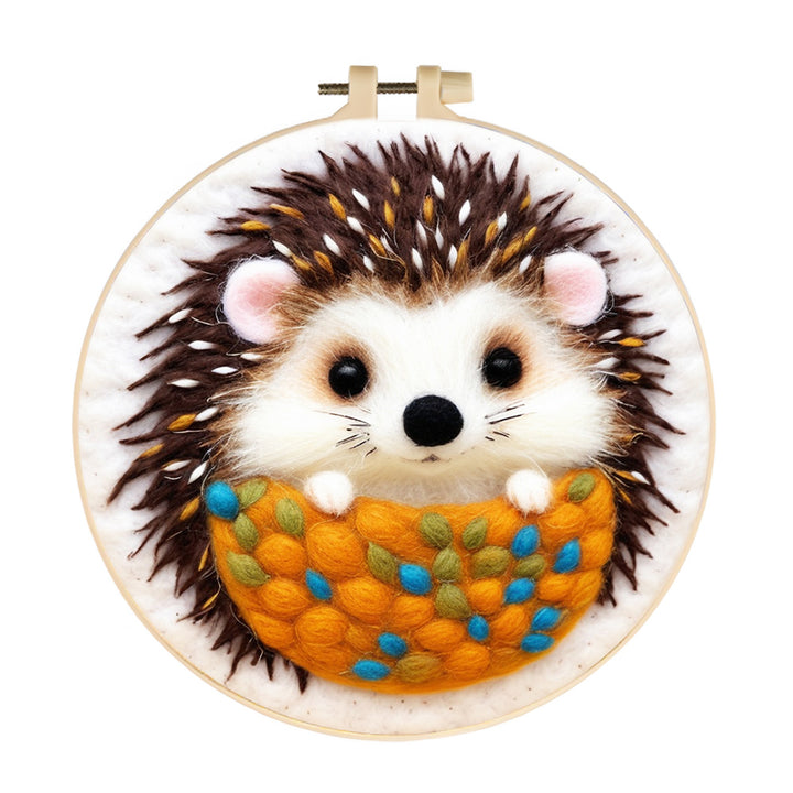 Hedgehog in the Basket Wool Needle Felting Painting Kit