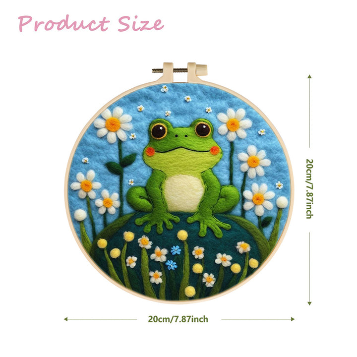 Happy Frog Among The Flowers Wool Needle Felting Painting Kit
