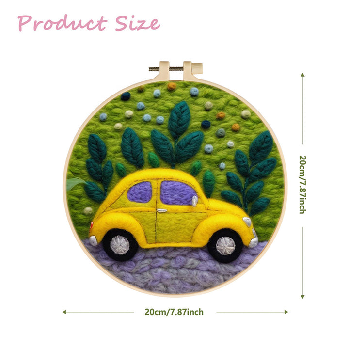 The Yellow Car Drove Smoothly Wool Needle Felting Painting Kit