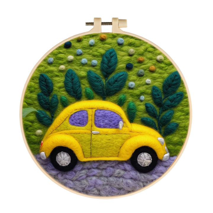 The Yellow Car Drove Smoothly Wool Needle Felting Painting Kit