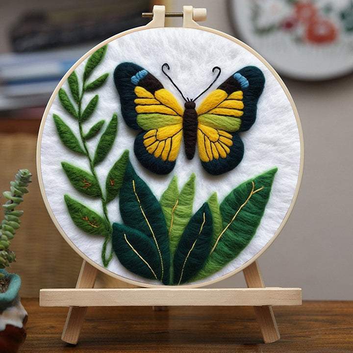 Butterflies Flutter Above The Grass Wool Needle Felting Painting Kit