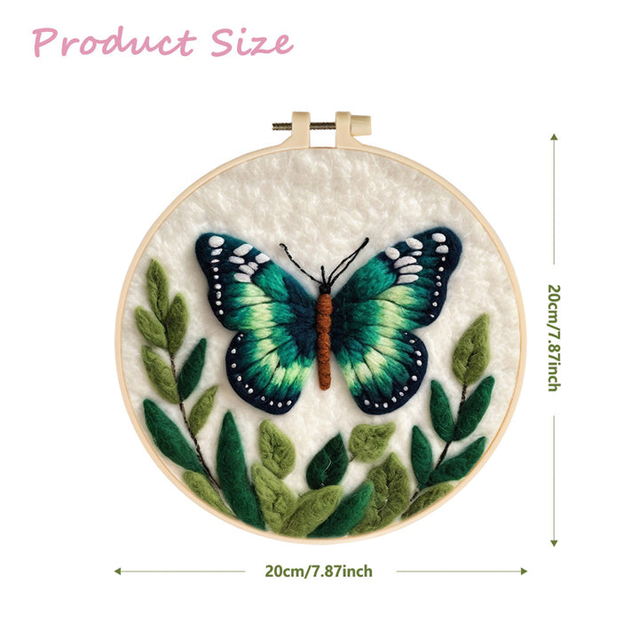 Emerald Green Butterfly Wool Needle Felting Painting Kit